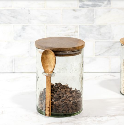 HAMMERED JAR W/ LID & SPOON