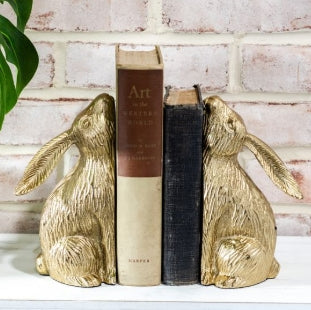 GOLD BUNNY BOOKENDS S/2