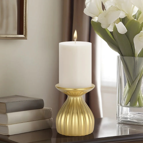 GOLD PILLAR CANDLE HOLDER