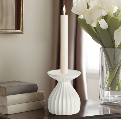 WHITE PILLAR CANDLE HOLDER