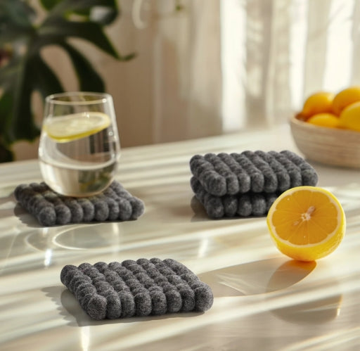 DARK GREY WOOL COASTERS