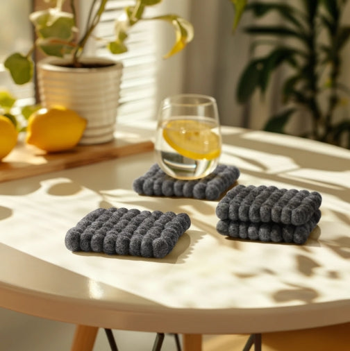 DARK GREY WOOL COASTERS