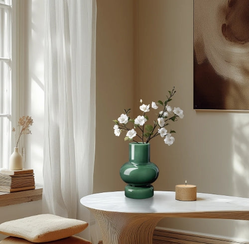 GREEN CYLINDER CERAMIC VASE