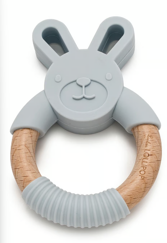 BUNNY SILICONE AND WOOD TEETHER