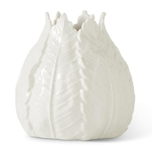 WHITE CERAMIC LEAF VASE