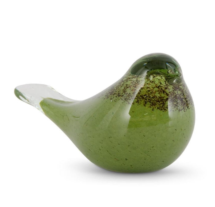 GREEN & BROWN GLASS BIRD