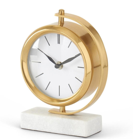 GOLD CLOCK W/ MARBLE BASE