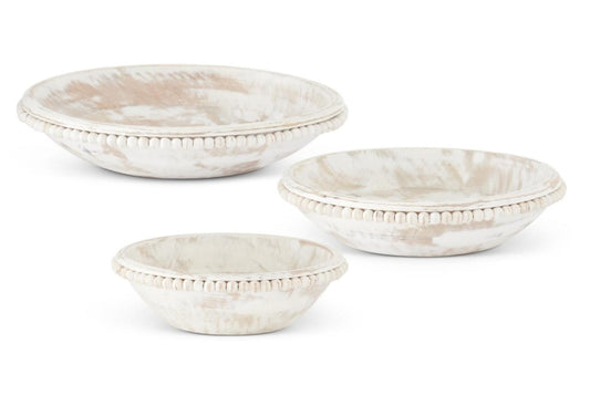 WHITEWASHED BEAD-TRIMMED BOWLS