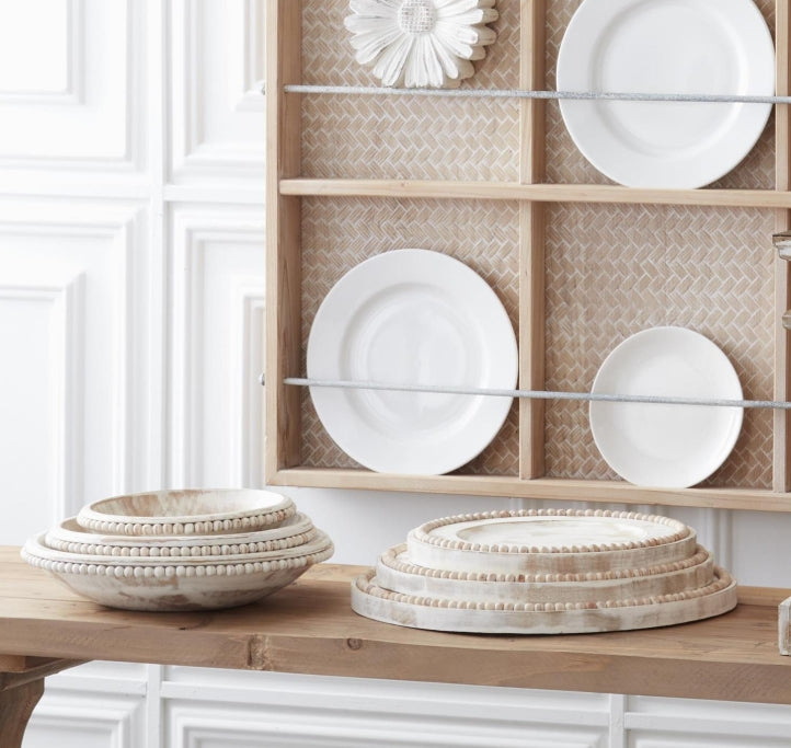 WHITEWASHED BEAD-TRIMMED BOWLS