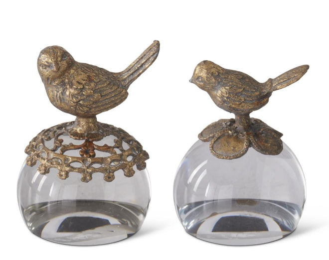 GOLD & GLASS BIRD PAPERWEIGHT