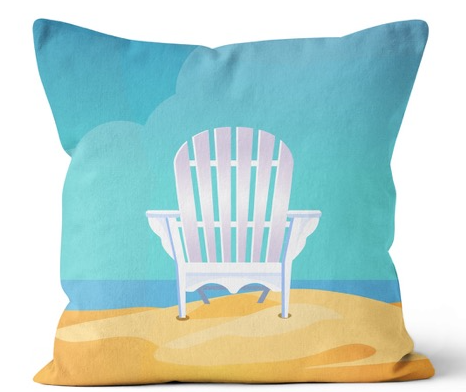 ADIRONDACK ON BEACH OUTDOOR PILLOW