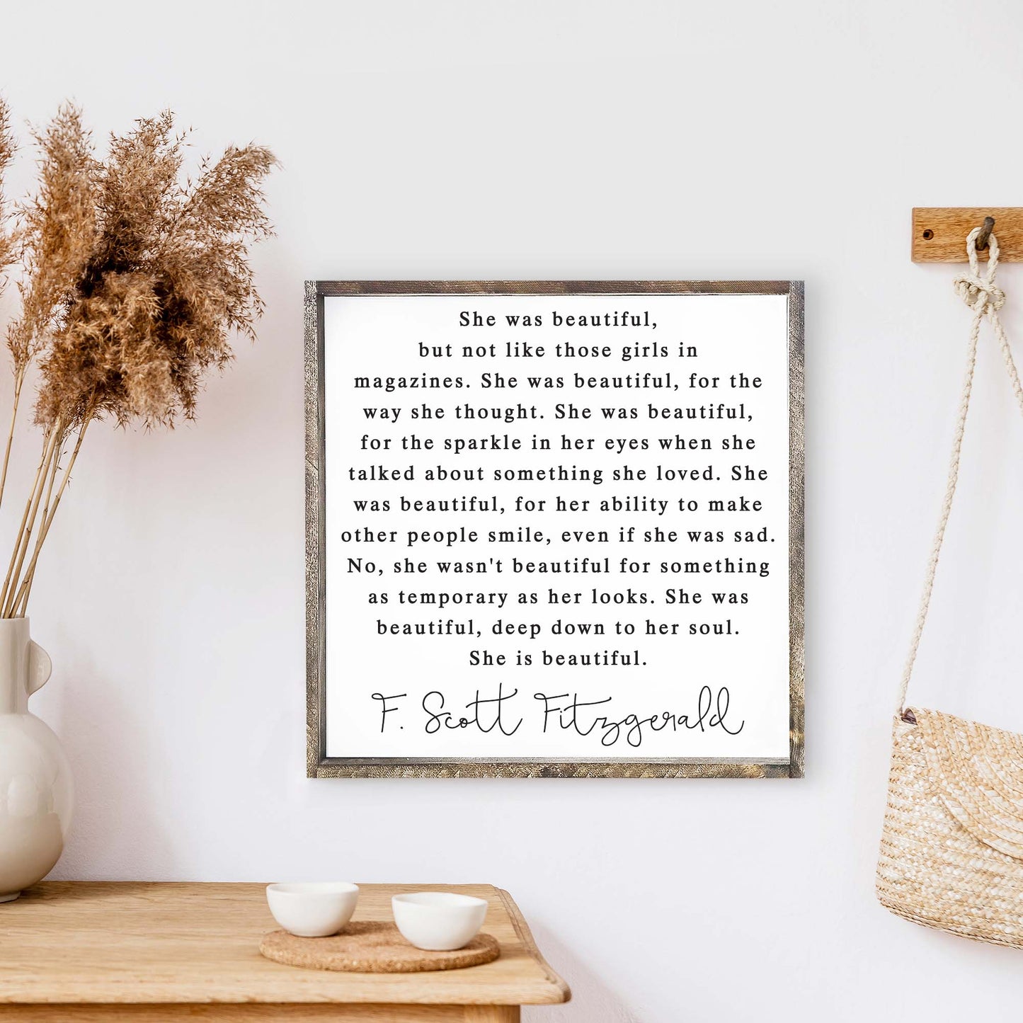 SHE WAS BEAUTIFUL WOOD FRAMED ART