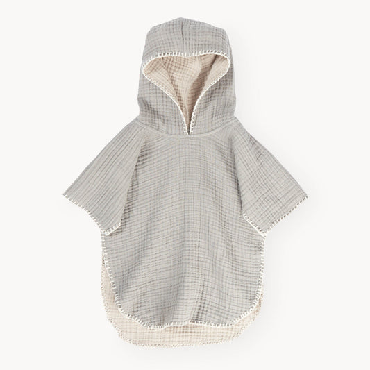 CRINKLE KIDS PONCHO - MOSS/BEIGE
