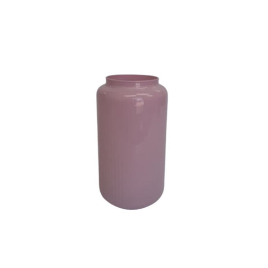 PINK RIBBED GLASS VASE