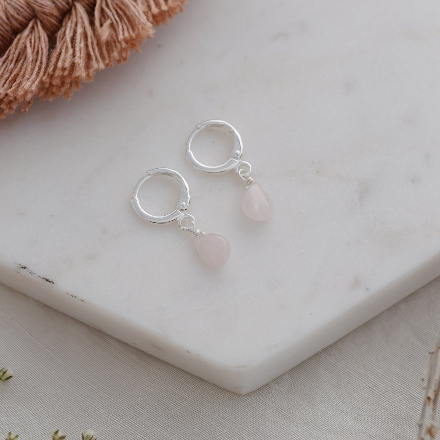 ZIA HOOPS - ROSE QUARTZ