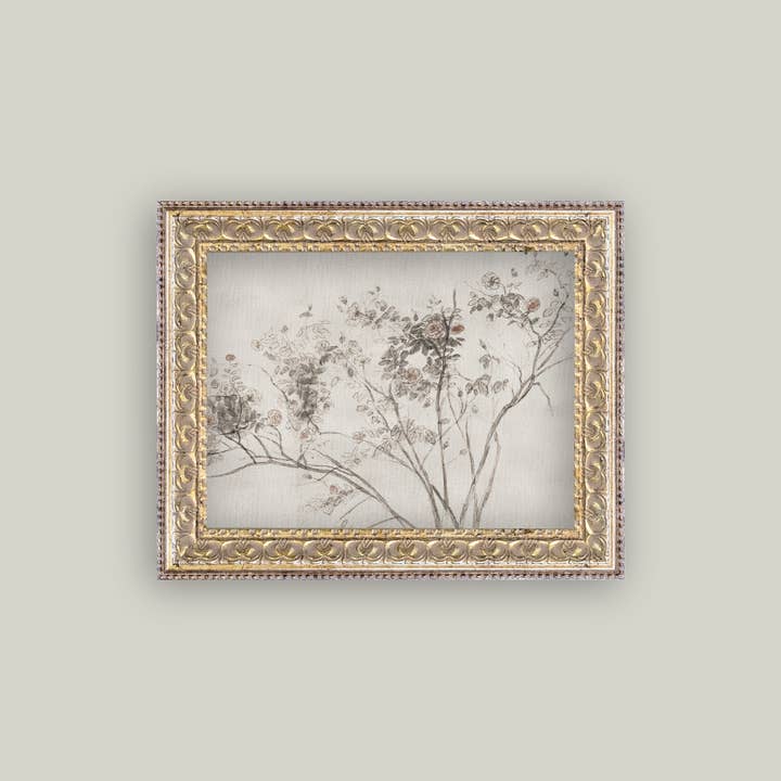 ROSE BUSH FRAMED ANTIQUE ART