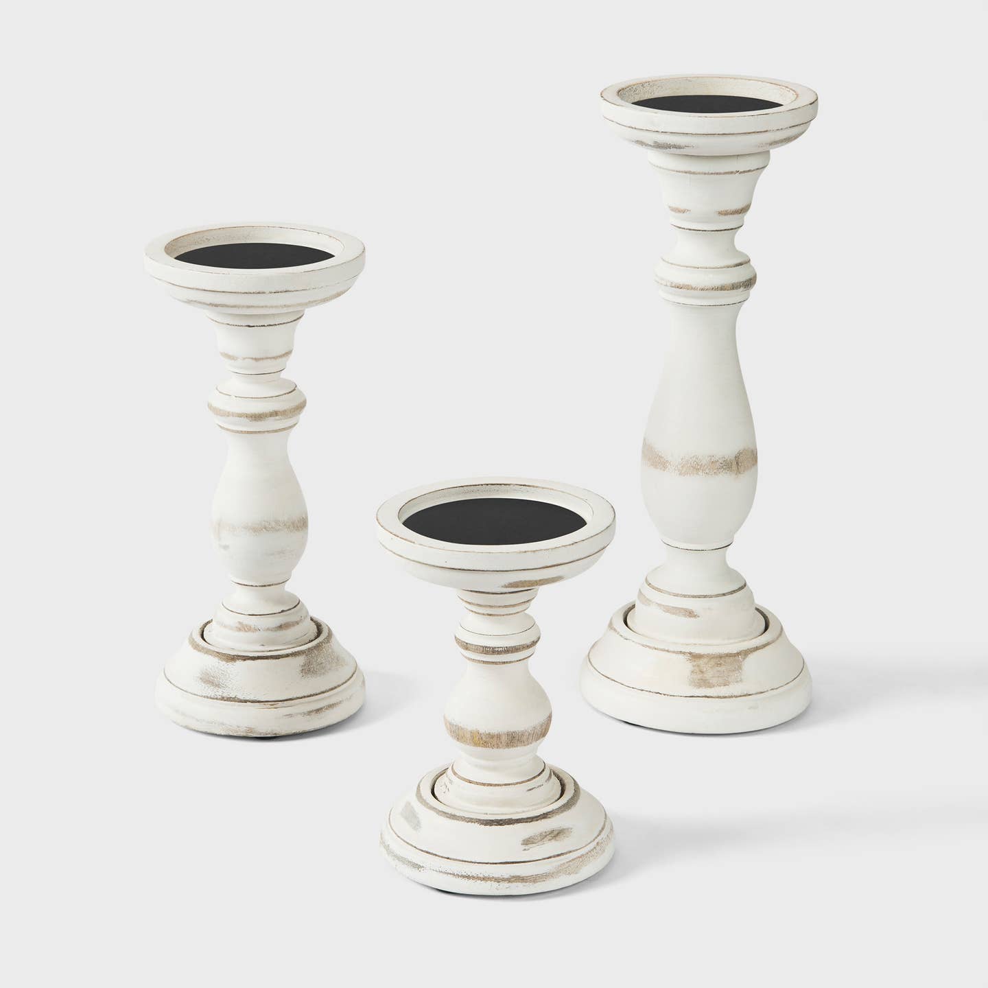 HANDCRAFTED SHABBY WHITE CANDLE HOLDERS