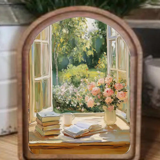 SPRING WINDOW ARCHED FRAMED ART