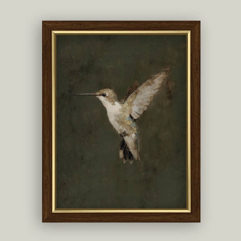 HUMMINGBIRD FRAMED ANTIQUE ART