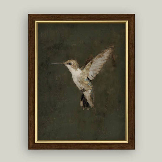 HUMMINGBIRD FRAMED ANTIQUE ART