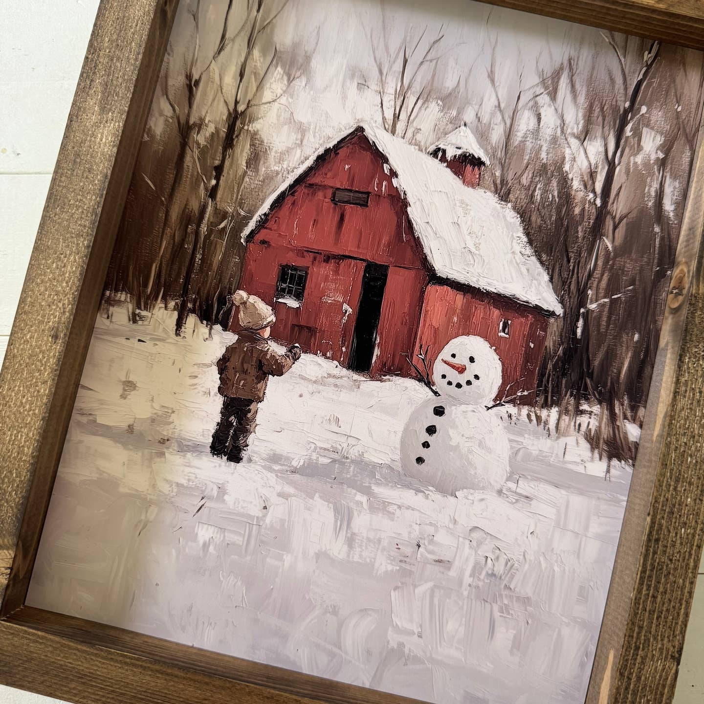 COUNTRY WINTER WOOD FRAMED ART