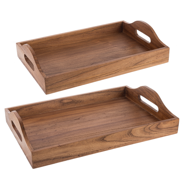 WOOD STAINED RECTANGLE TRAYS