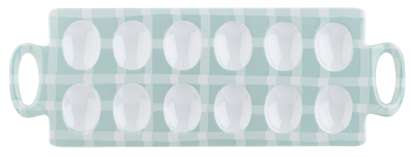 BLUE GINGHAM DEVILED EGG PLATTER