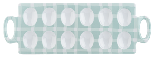 BLUE GINGHAM DEVILED EGG PLATTER