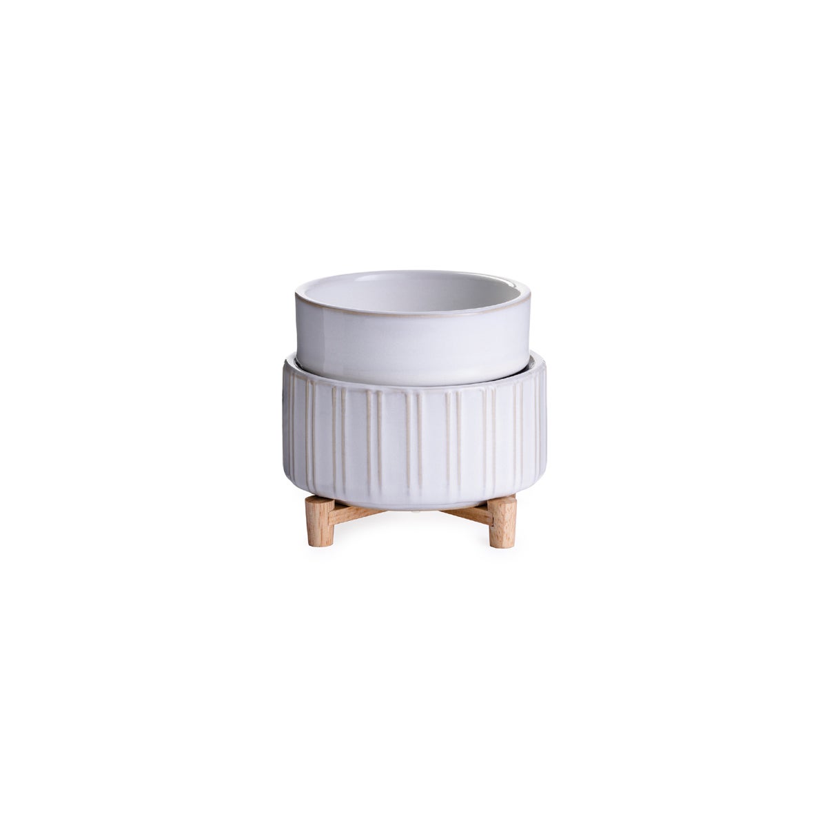 CERAMIC & WOOD CANDLE WARMER