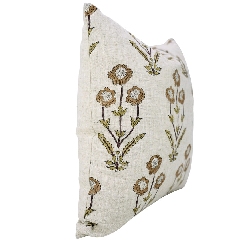 AMITABH BLOCK PRINT LINEN PILLOW - YELLOW