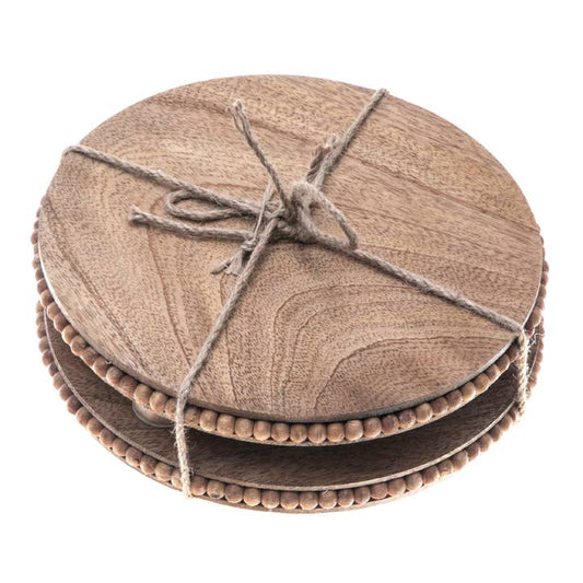 MANGO WOOD BEADED ROUND TRIVET