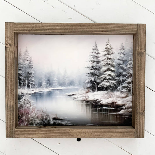 WINTER STREAM WOOD FRAMED ART