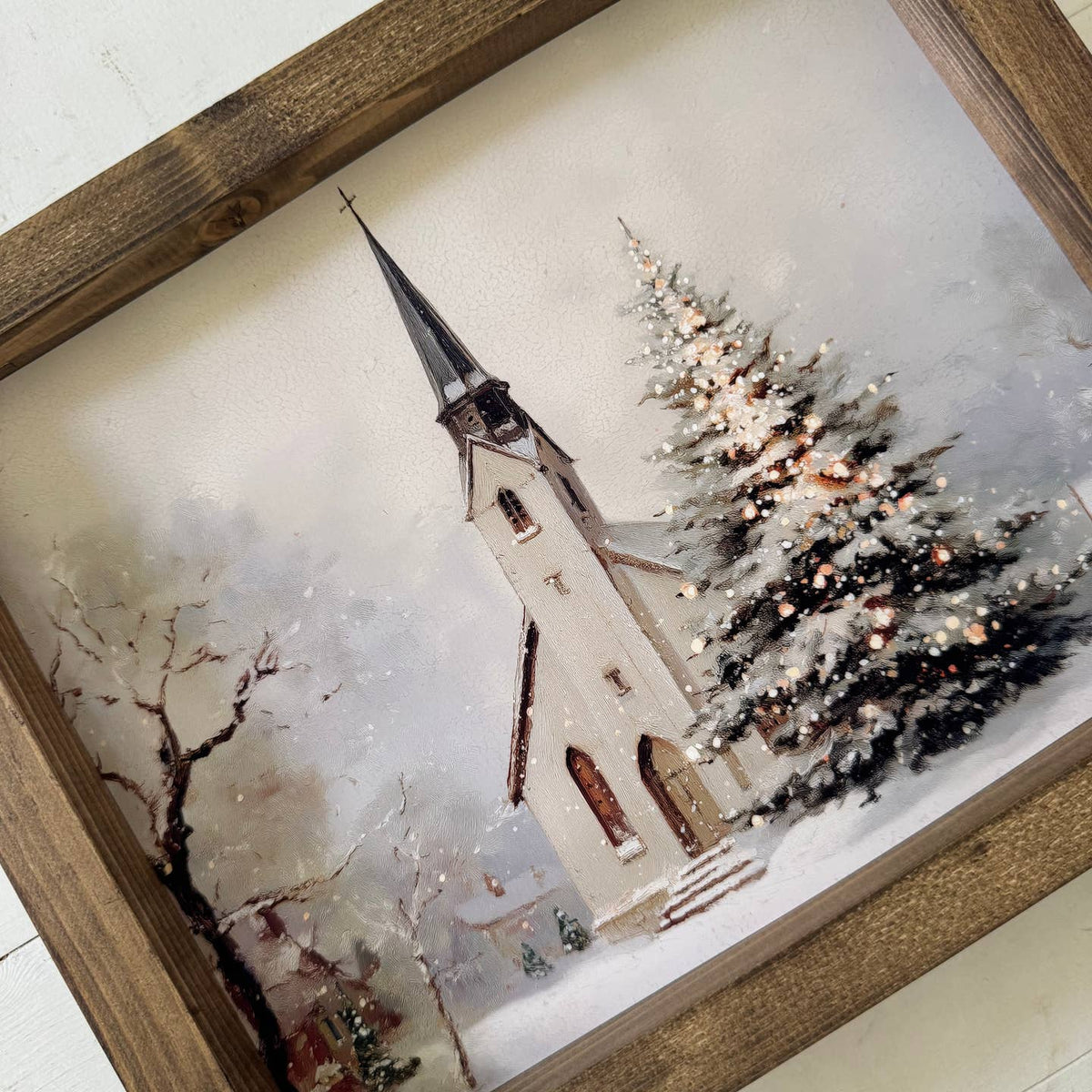 WINTER CHURCH WOOD FRAMED ART