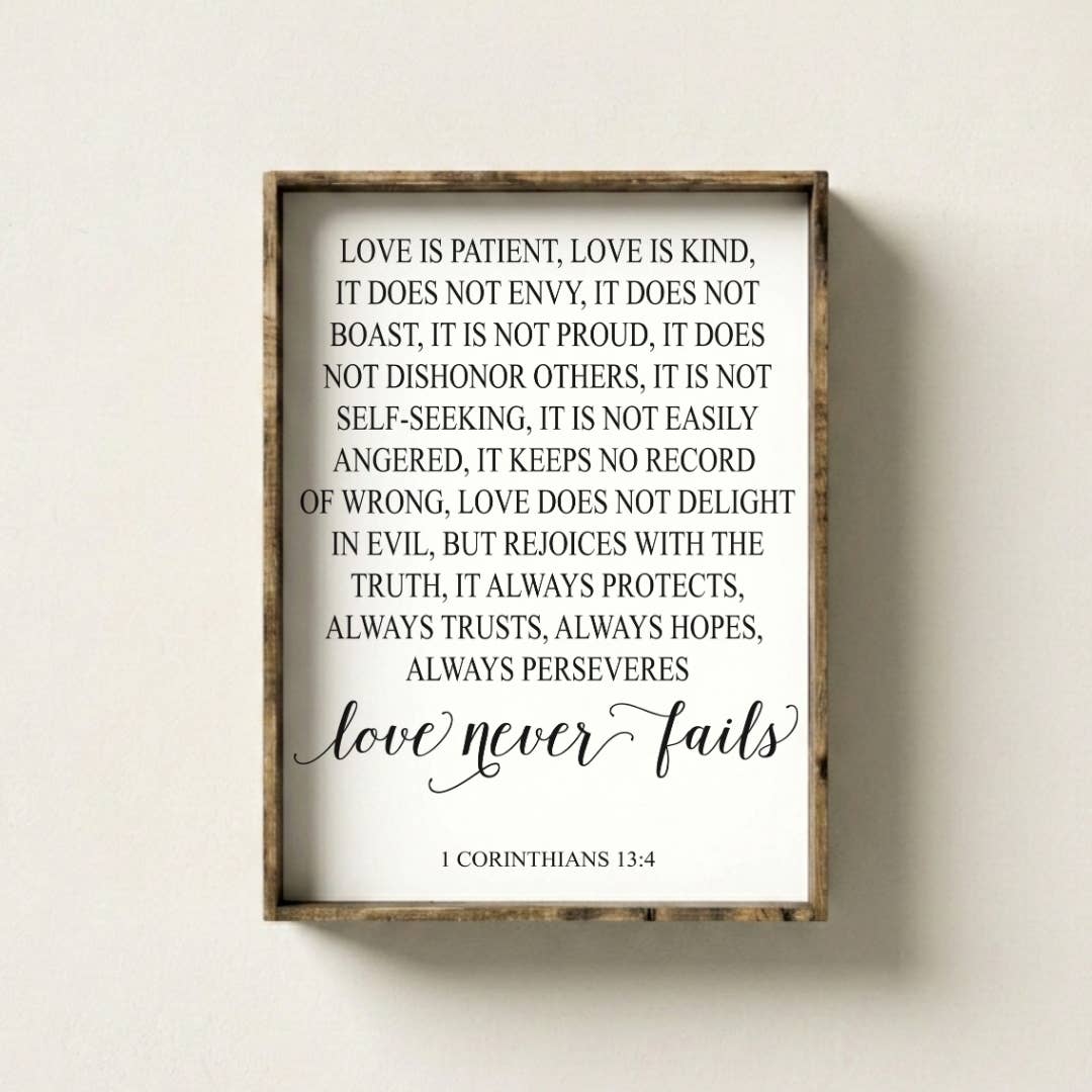 LOVE IS PATIENT LOVE IS KIND WOOD SIGN