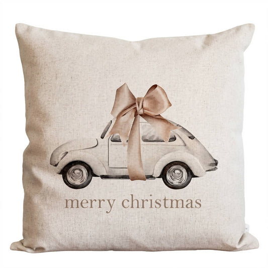 MERRY CHRISTMAS BOW & CAR PILLOW