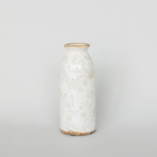 TALL CERAMIC VASE W/ FLORAL DESIGN
