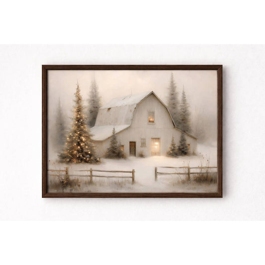 WHITE RUSTIC BARN CANVAS PRINT