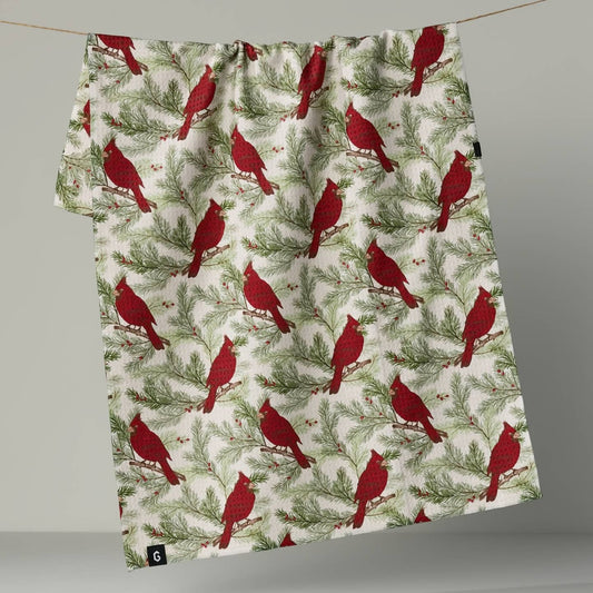 WINTER CRIMSON HOLIDAY TEA TOWEL