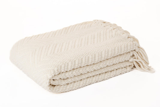 IVORY CHEVRON CHENILLE THROW