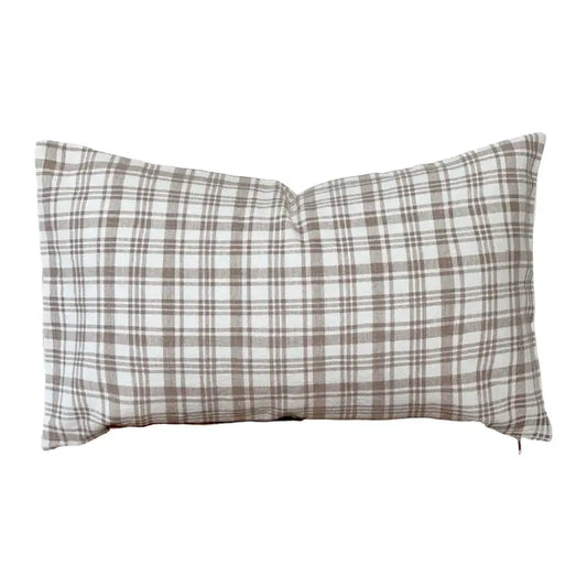 BROWN PLAID LUMBAR PILLOW