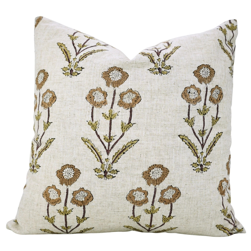 AMITABH BLOCK PRINT LINEN PILLOW - YELLOW