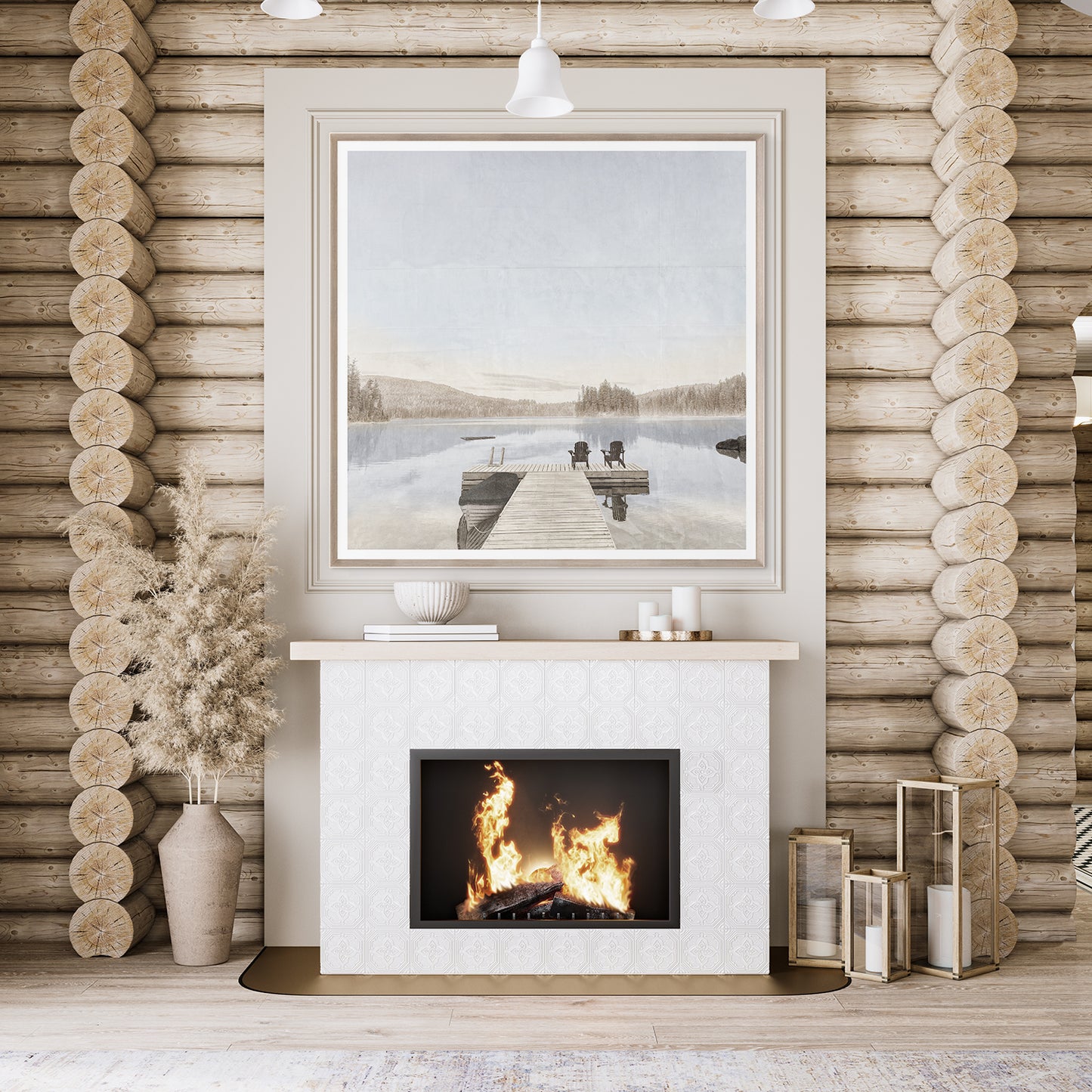 IDYLLIC LAKE GLASS FRAMED ART