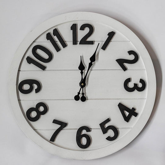 WHITE WOODEN WALL CLOCK