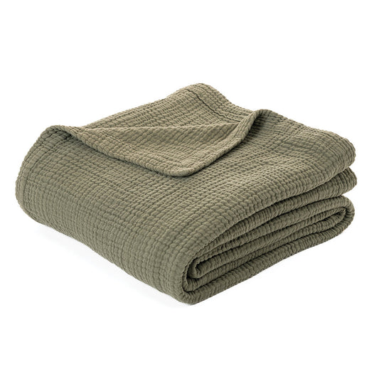 POPEYE OLIVE COTTON MUSLIN THROW