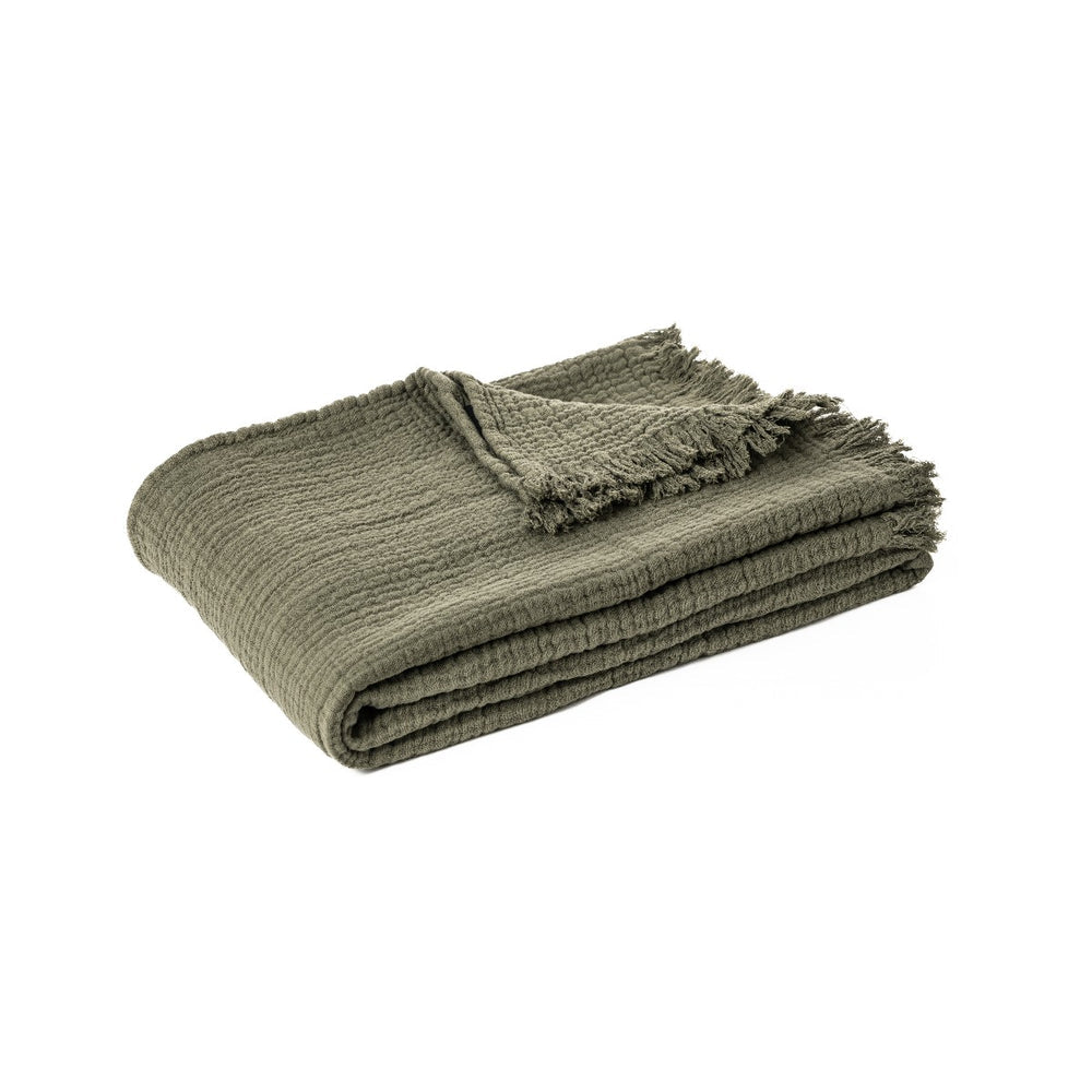 OLIVE COTTON MUSLIN THROW