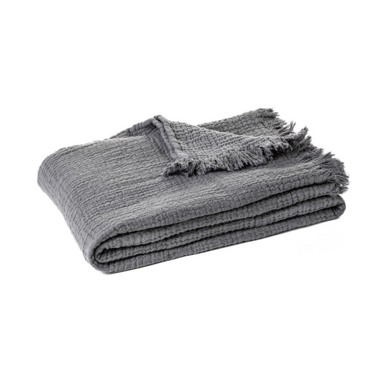 CHARCOAL GREY COTTON MUSLIN THROW