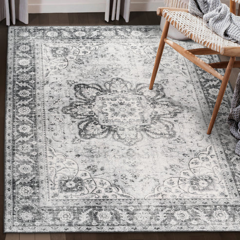 JOY BOHO GRAY WASHABLE RUG