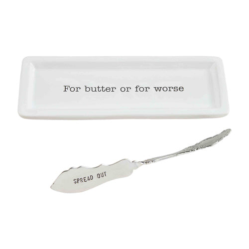 BUTTER DISH & SPREADER SET