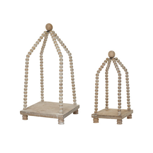 WHITEWASHED BEADED LANTERNS