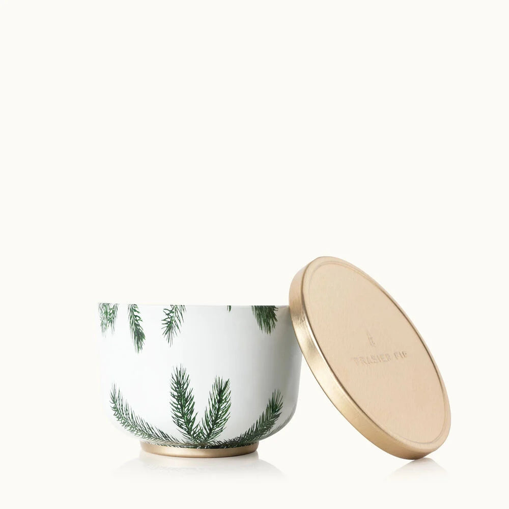 FRASIER FIR CANDLE TIN WITH GOLD LID